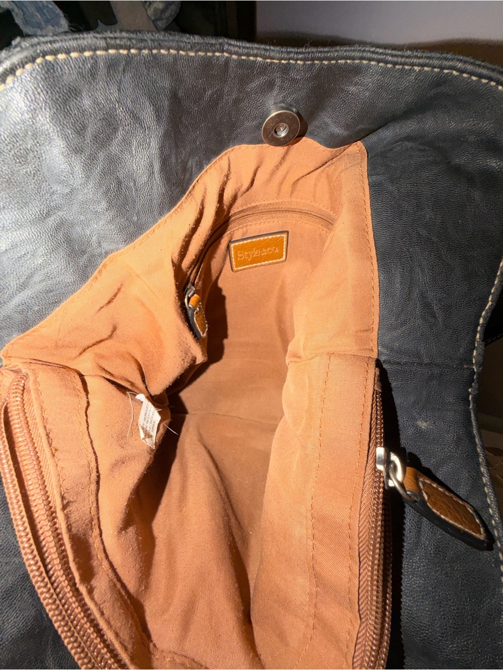 Black and Brown Leather Tote Bag - Picture 3 of 4